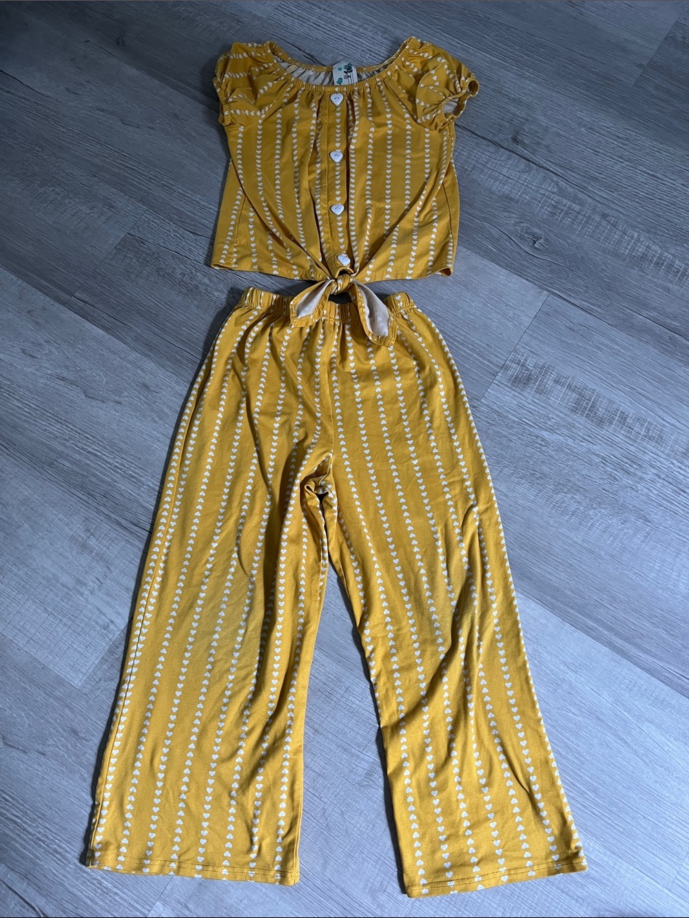 Mustard Yellow Two-Piece Wide-Leg 2 piece set